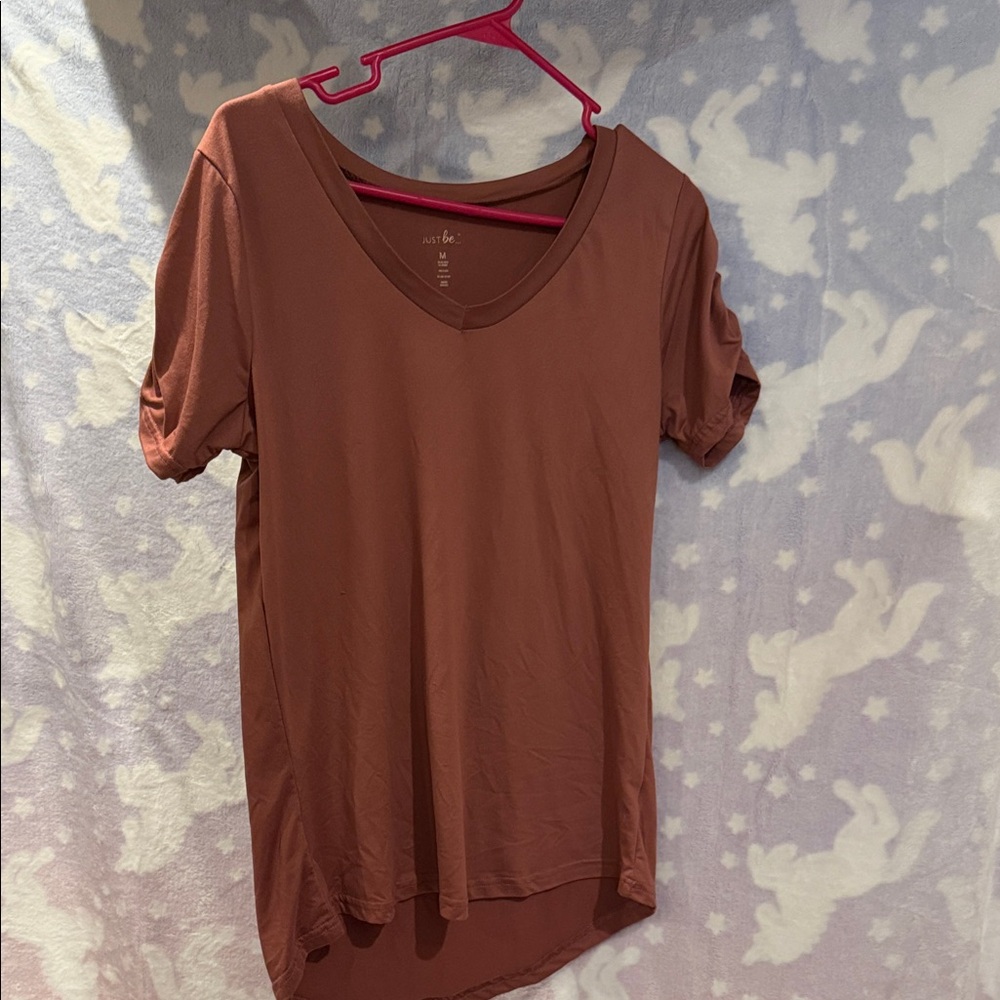 Women's Short Sleeve V-Neck Top - Rust